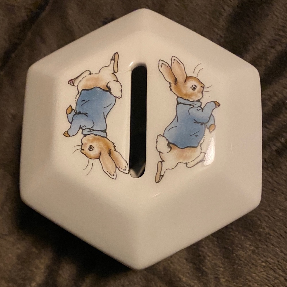 Peter Rabbit vintage Ceramic Coin Bank - White
